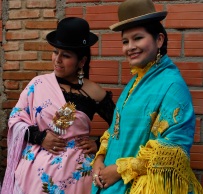 The fashion show in El Alto showcases some of the more elaborate and expensive cholita fashions and jewellery.
