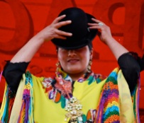 The sombrero is one of the most distinctive parts of the cholita ensemble.