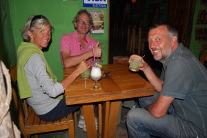 Karin, Coen and Jeremy get stuck into a refreshing beverage - Huanchaco, Peru.