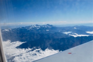 View over Andes from plane