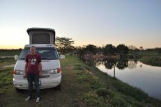 We ended up camping at someone's house - with private lake - near San Ignacio.