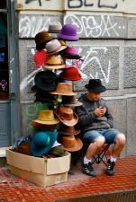 Hat seller, San Telmo, Buenos Aires.