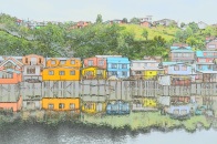 Palafitos (stilt houses), Castro, Chiloé - playing around with the special effects on my camera.