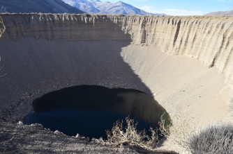 Big scary sink hole on the road to Las Lenas ski resort.