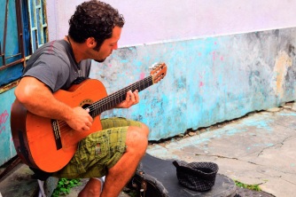 Street performer at the Selaron steps, Rio de Janeiro.