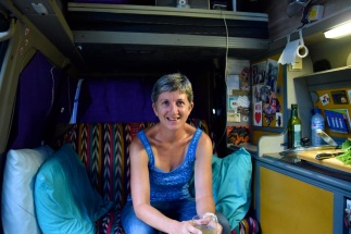 Paula in the van